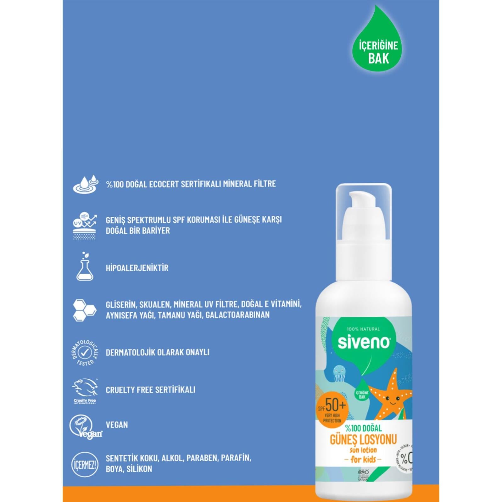 Siveno %100 Doğal Bebekler İçin Güneş Kremi 50 ml