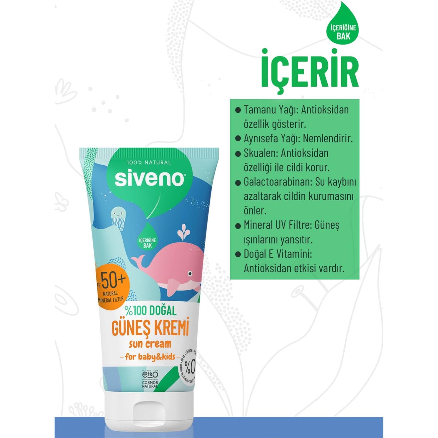 Siveno %100 Doğal Bebekler İçin Güneş Kremi 50 ml