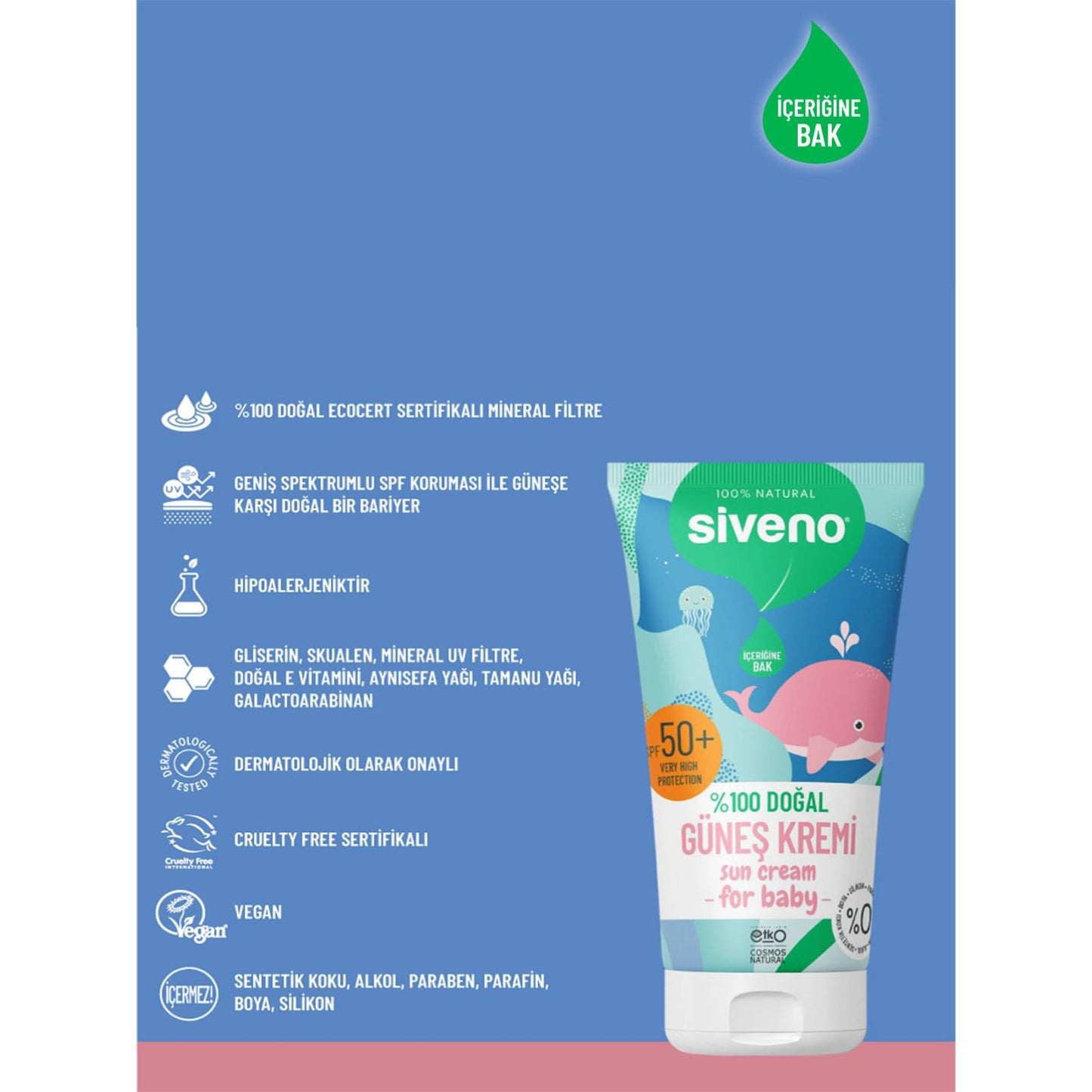 Siveno %100 Doğal Bebekler İçin Güneş Kremi 50 ml