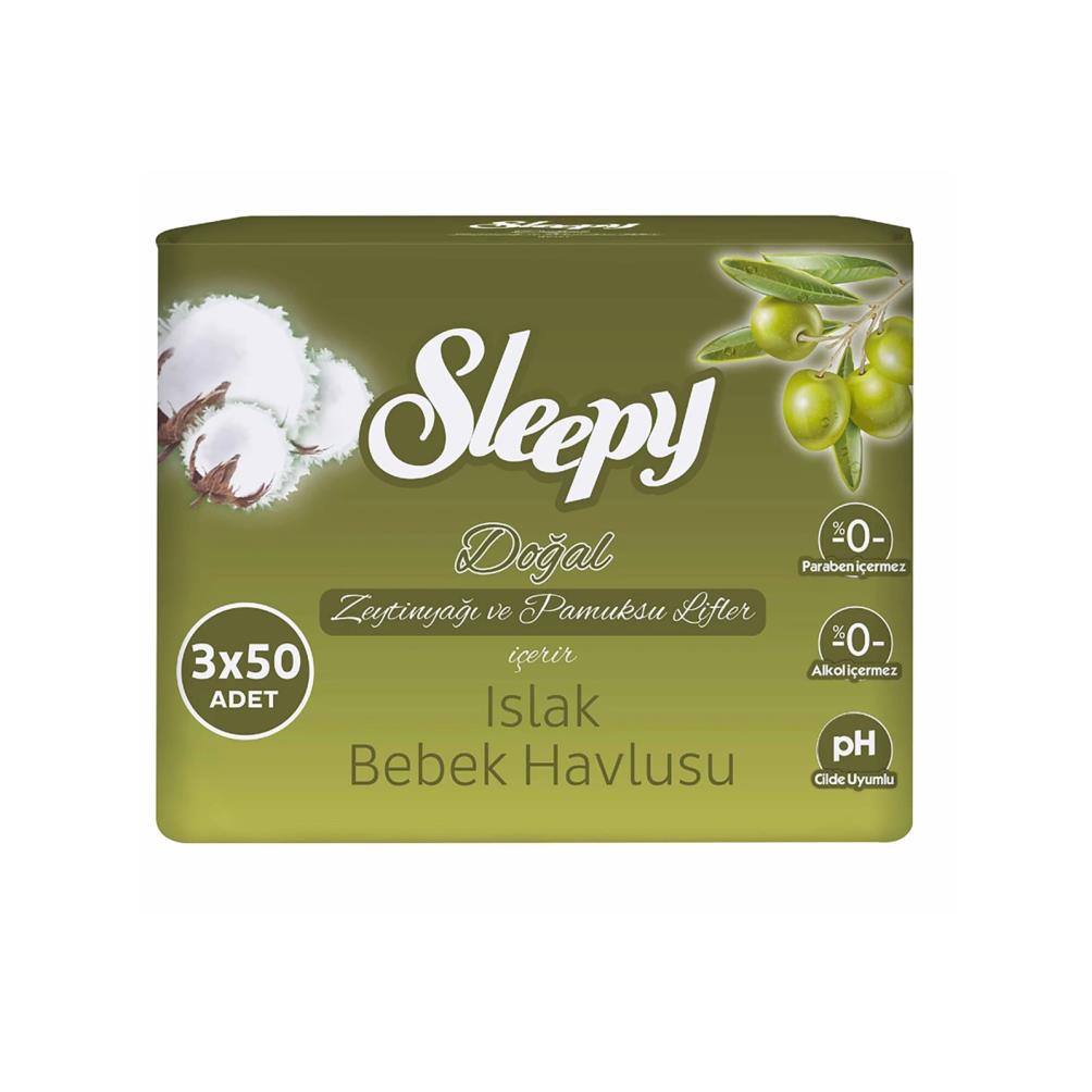 Sleepy 3x50'li Islak Havlu Zeytinyağı Ve Pamuksu Lifler