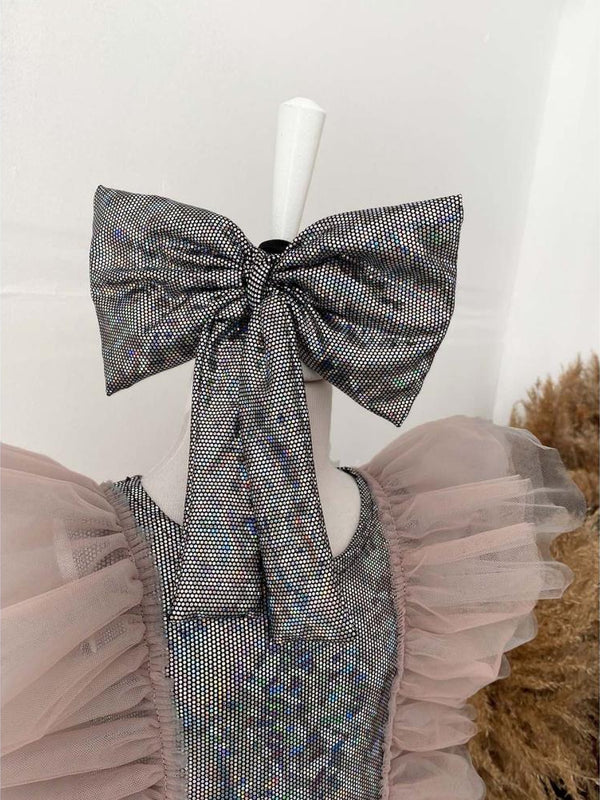 Shecco Babba Tüllü Bandanalı Parti,Doğum Günü Abiye Elbise 1-8 Yaş - Pudra