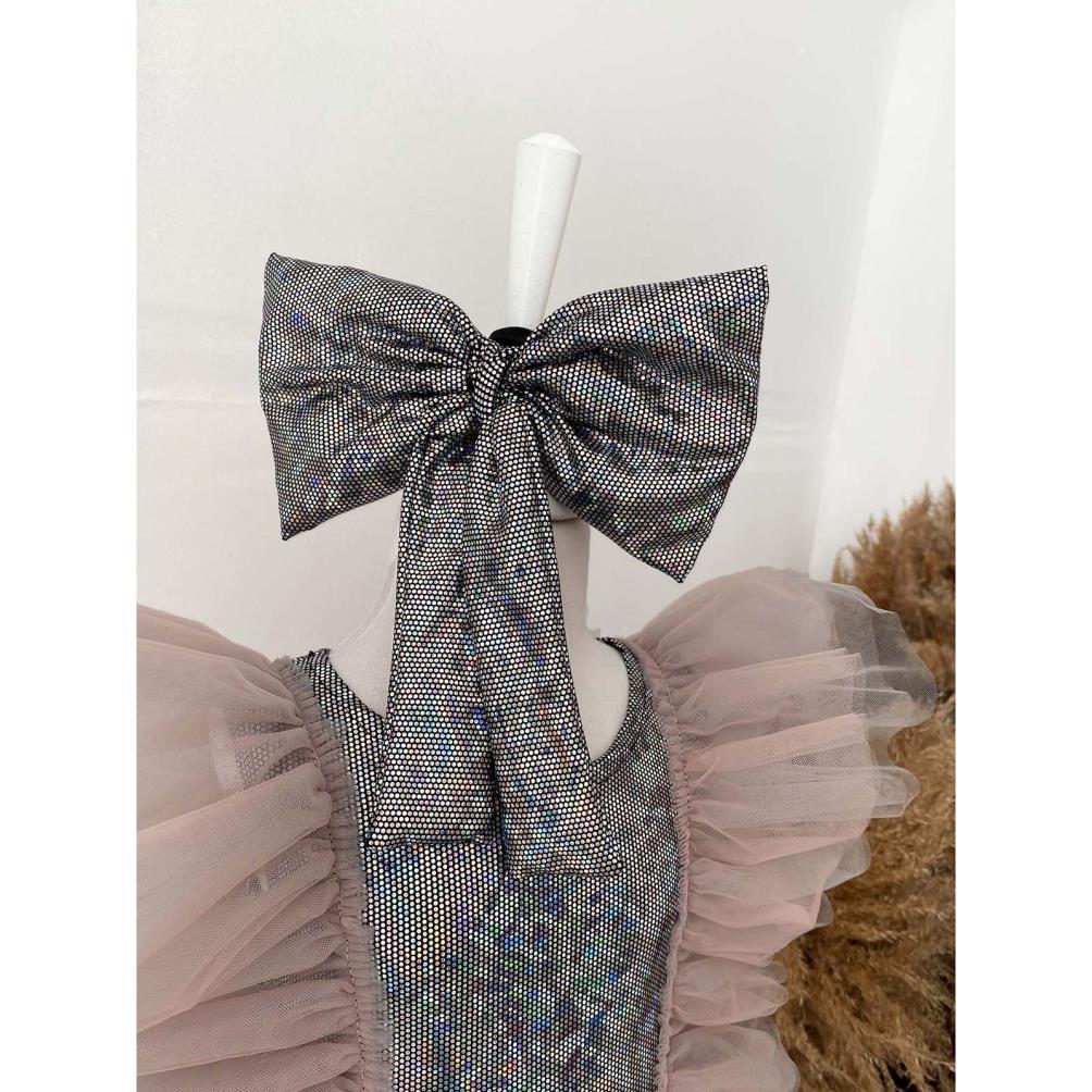 Shecco Babba Tüllü Bandanalı Parti,Doğum Günü Abiye Elbise 1-8 Yaş - Pudra