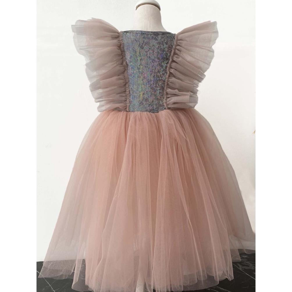Shecco Babba Tüllü Bandanalı Parti,Doğum Günü Abiye Elbise 1-8 Yaş - Pudra