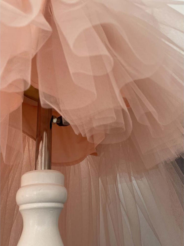 Shecco Babba Tüllü Bandanalı Parti,Doğum Günü Abiye Elbise 1-8 Yaş - Pudra