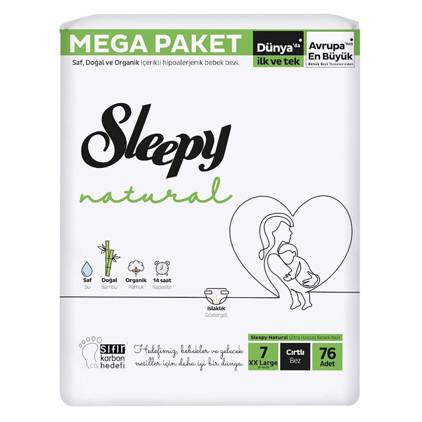 Sleepy Natural Bebek Bezi Mega Fırsat Paketi 7 XXL 20-30 Kg 76 Adet