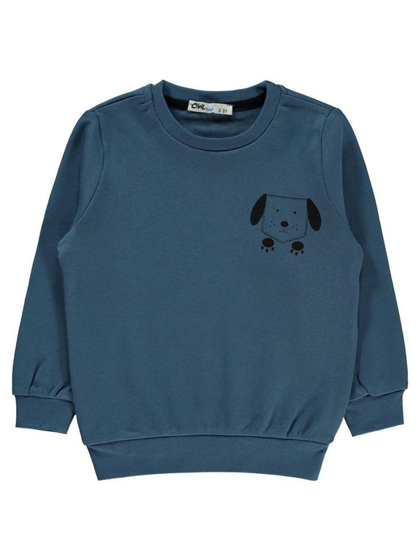 Civil Boys Köpek Baskılı 2-5 Yaş Sweatshirt - Mavi