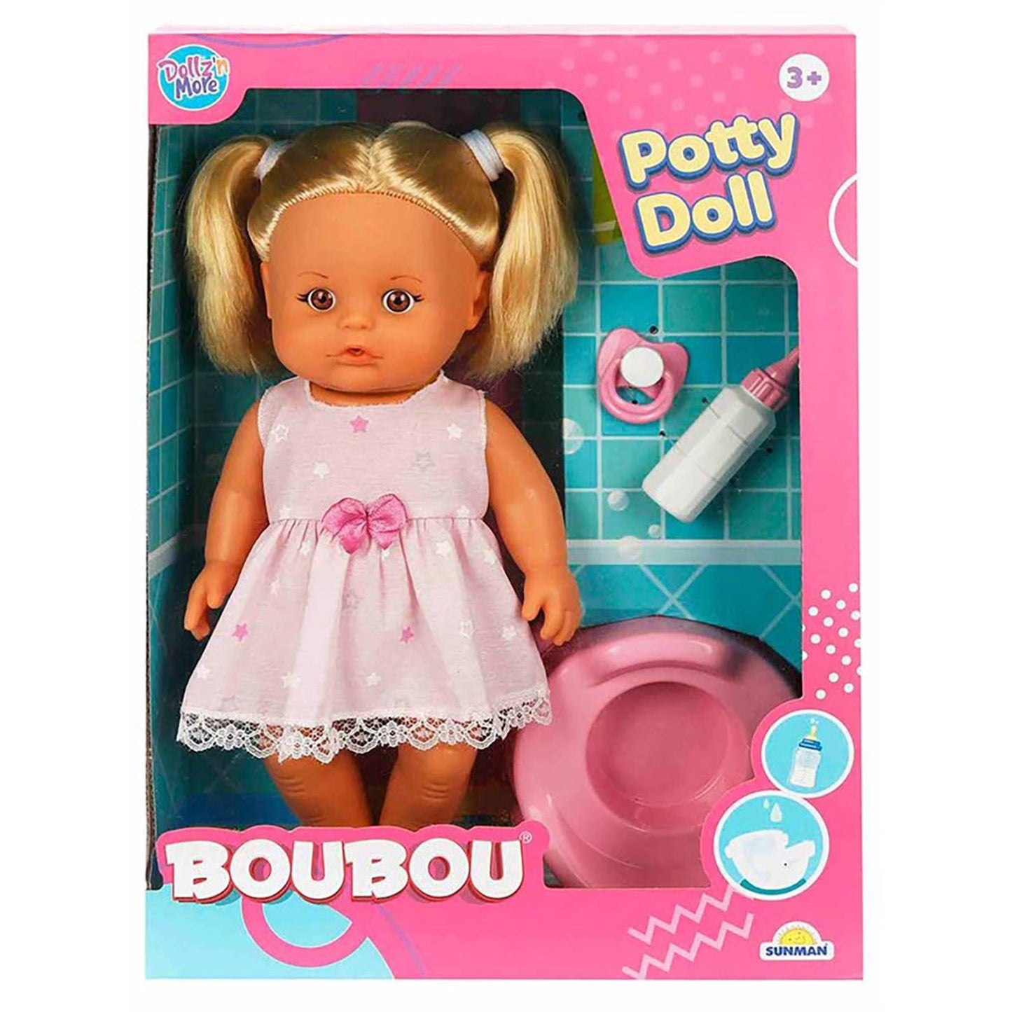 Sunman Oyuncak Bebek Set Boubou Altını Islatan 30Cm.Saçlı/Sessiz