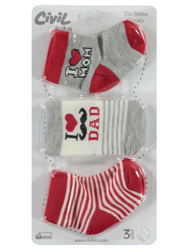 Civil Baby I Dad Desen Asetat 0-24 Ay Çorap Setleri
