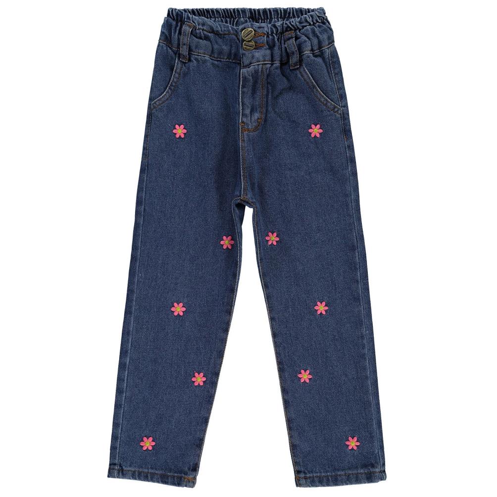 Civil Girls Papatya Nakışlı 10-13 Yaş Pantolon - Mavi