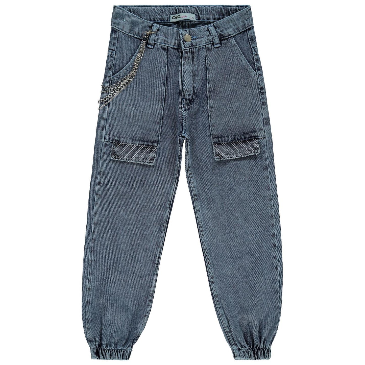 Civil Girls Torba Cepli Kapaklı 10-13 Yaş Pantolon - Mavi