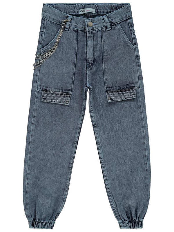 Civil Girls Torba Cepli Kapaklı 6-9 Yaş Pantolon - Mavi