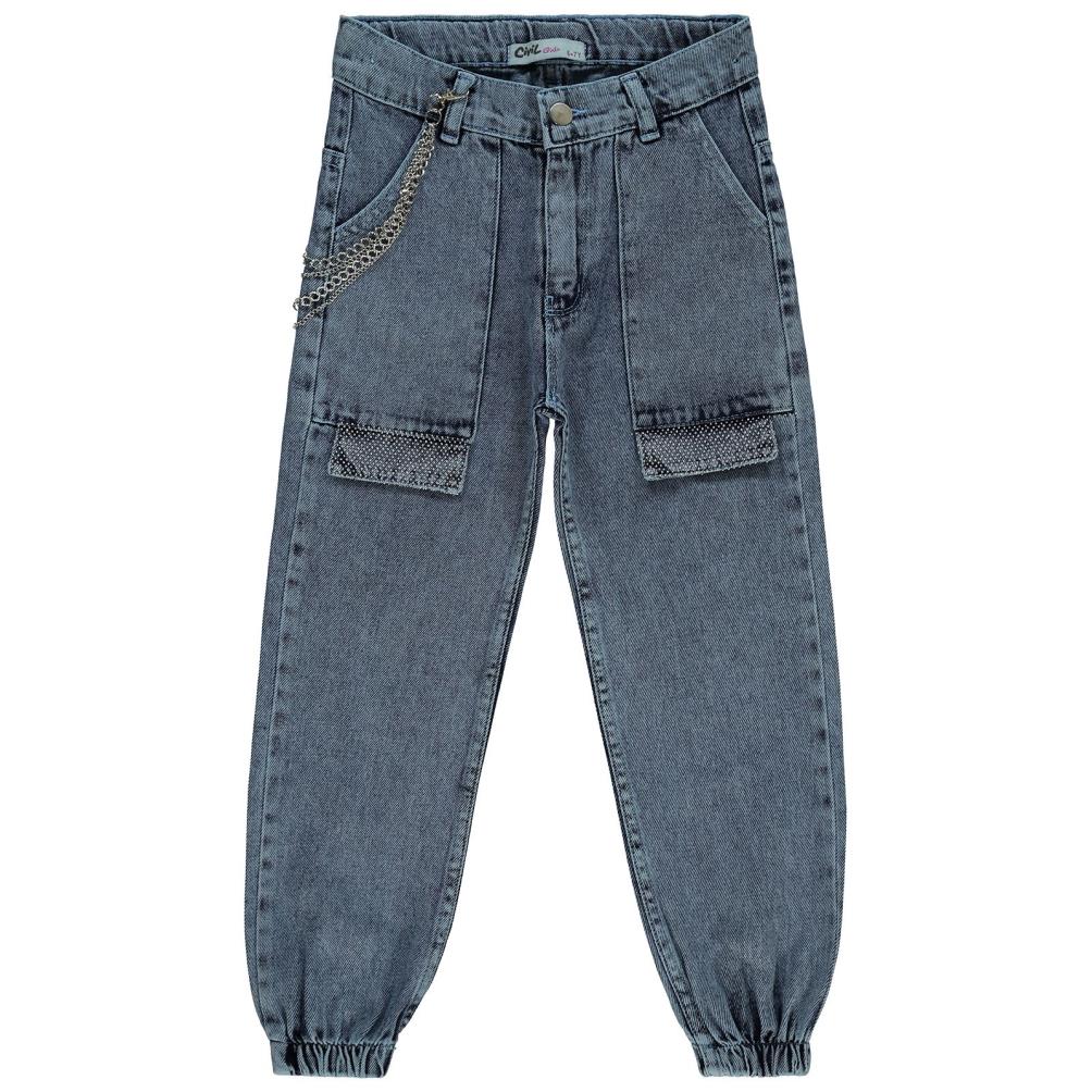 Civil Girls Torba Cepli Kapaklı 6-9 Yaş Pantolon - Mavi