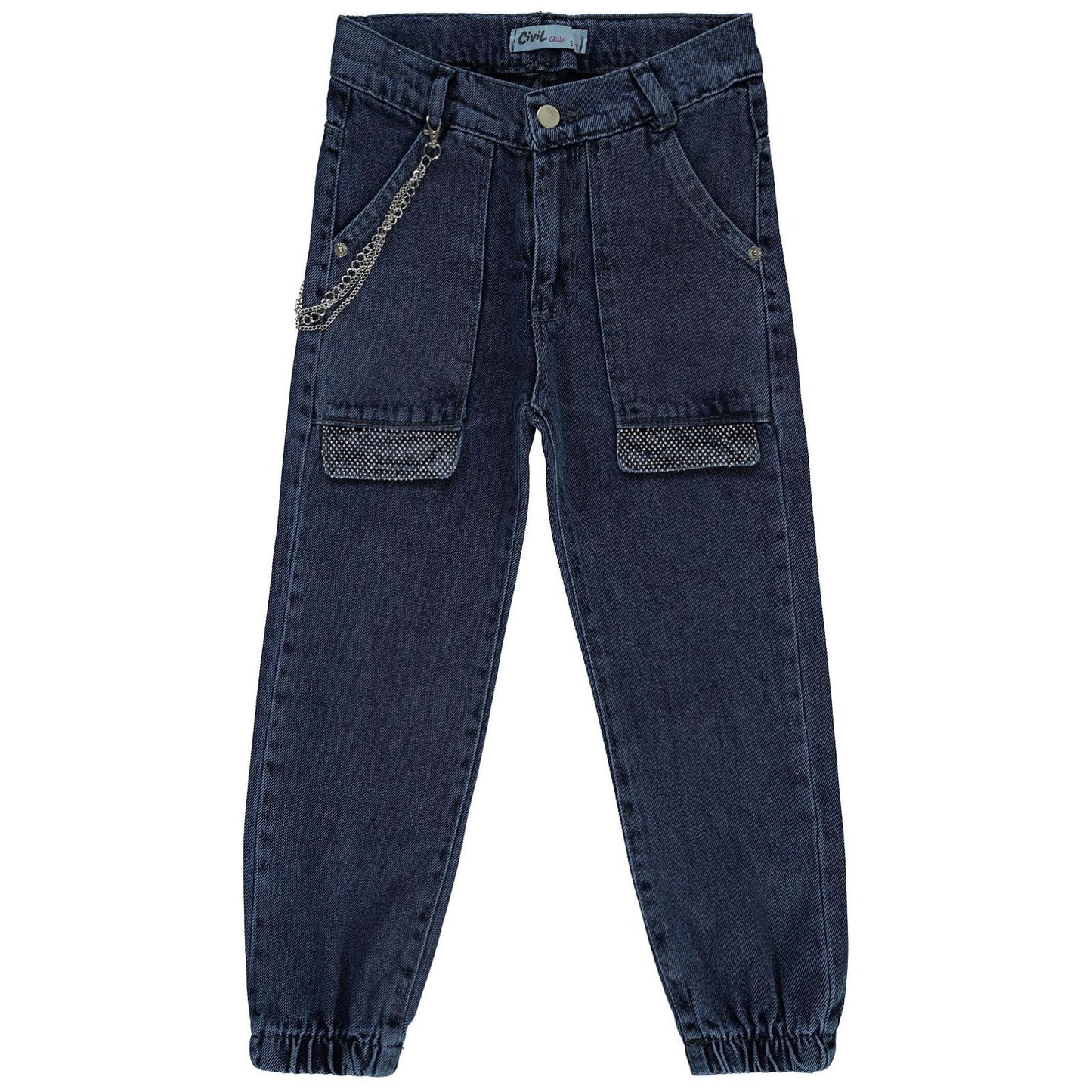 Civil Girls Torba Cepli Kapaklı 10-13 Yaş Pantolon - Mavi