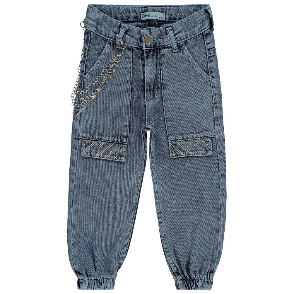 Civil Girls Torba Cepli Kapaklı 2-5 Yaş Pantolon - Mavi