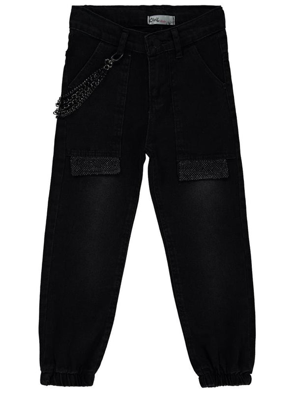 Civil Girls Torba Cepli Kapaklı 10-13 Yaş Pantolon - Siyah