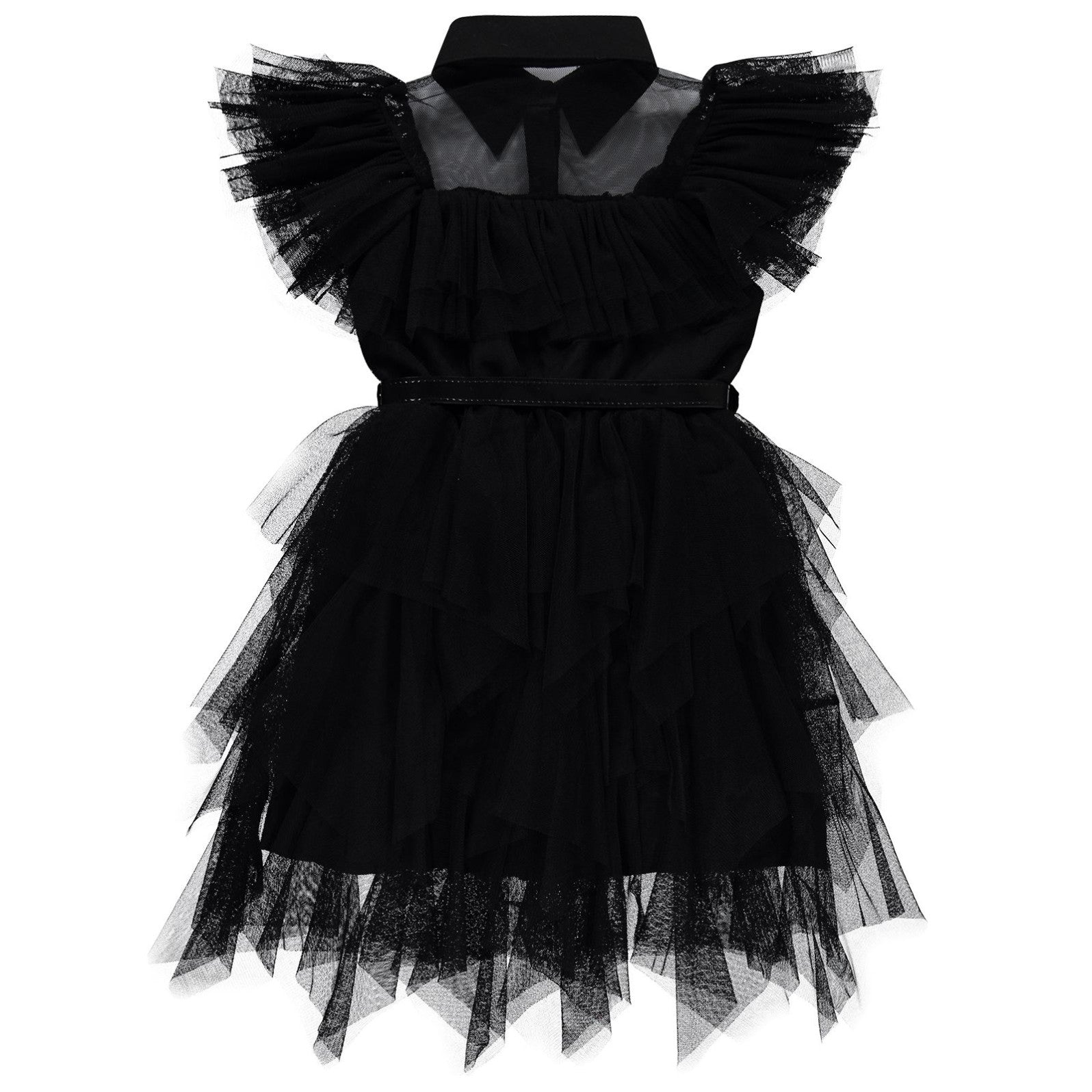 Civil Girls Beli Kemerli Tül 6-12 Yaş Elbise - Siyah