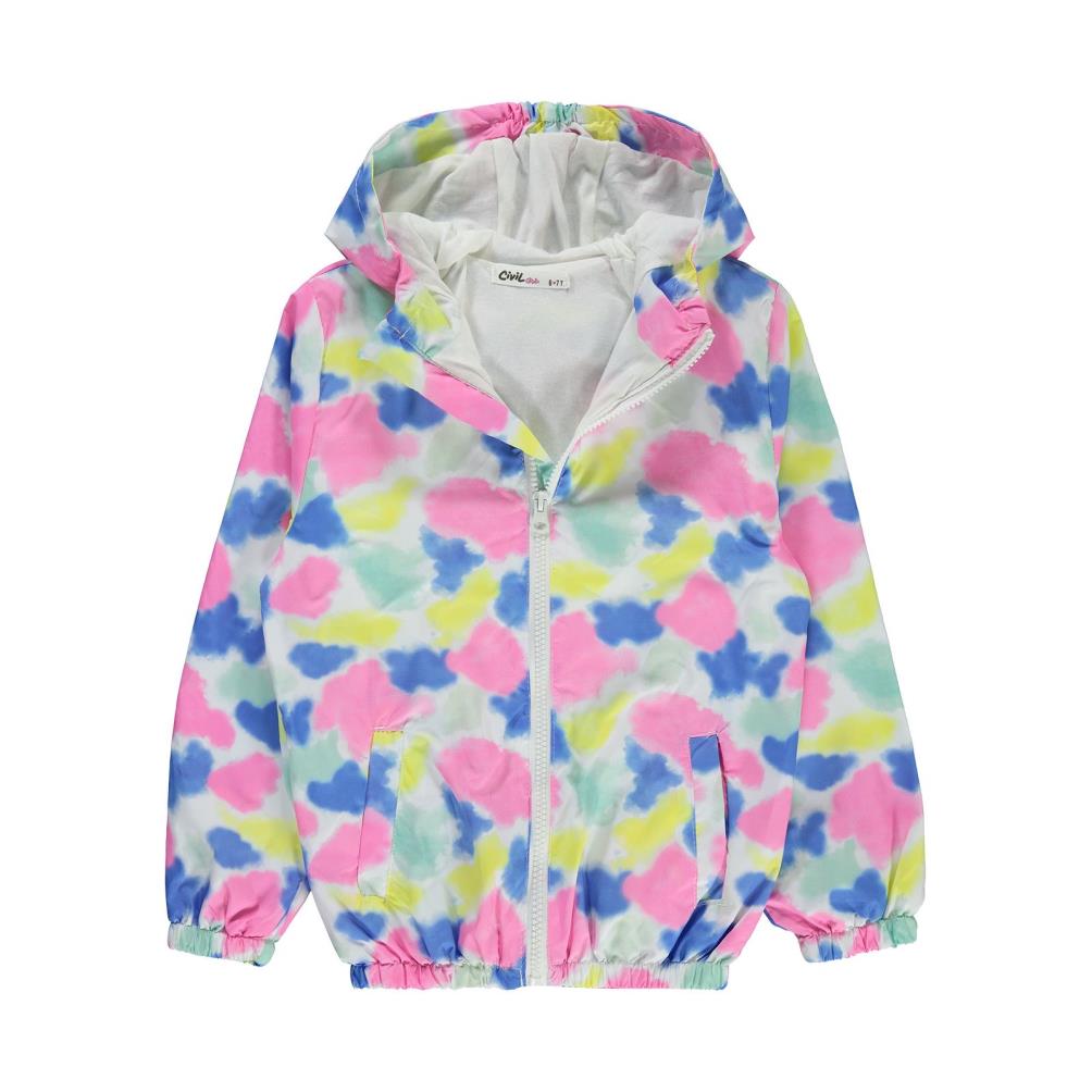 Civil Girls Batik Desen 10-13 Yaş Yağmurluk - Pembe