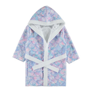 Civil Girls Pullu Desen Baskılı 4-10 Yaş Bornoz - Beyaz