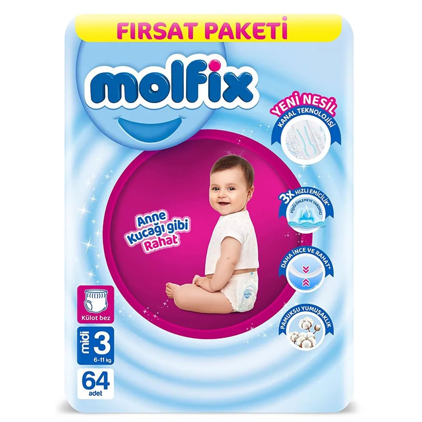 Molfix Külot Bez 3 Beden Süper Fırsat Paketi 60 Adet - Standart