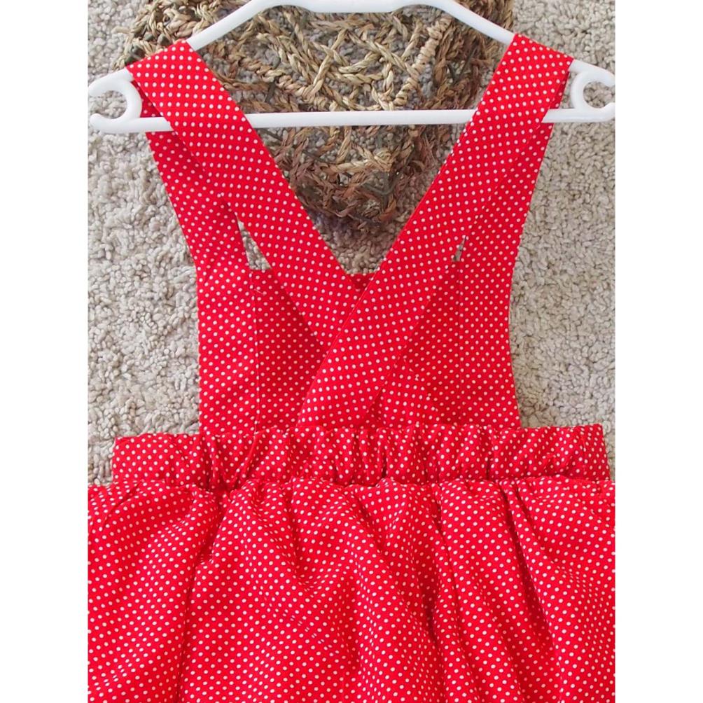 Shecco Babba Puantiyeli Kız Çocuk Tütü Elbise Bandana Takım 6-10 Yaş - Kırmızı