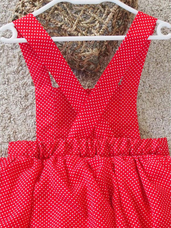 Shecco Babba Puantiyeli Kız Çocuk Tütü Elbise Bandana Takım 6-10 Yaş - Kırmızı