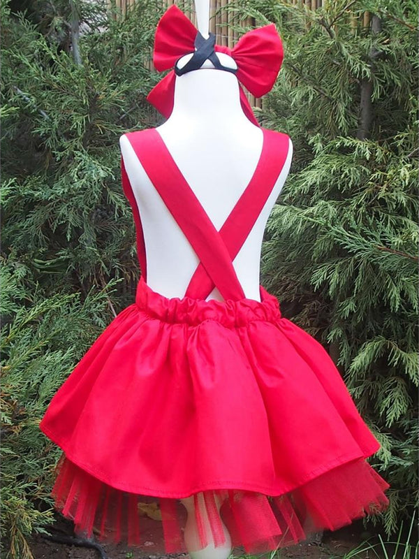 Shecco Babba Kız Çocuk Tütü Elbise Bandana Takım 6-10 Yaş - Kırmızı