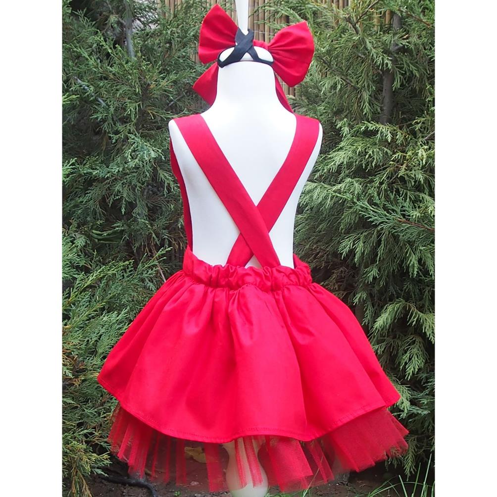 Shecco Babba Kız Çocuk Tütü Elbise Bandana Takım 6-10 Yaş - Kırmızı