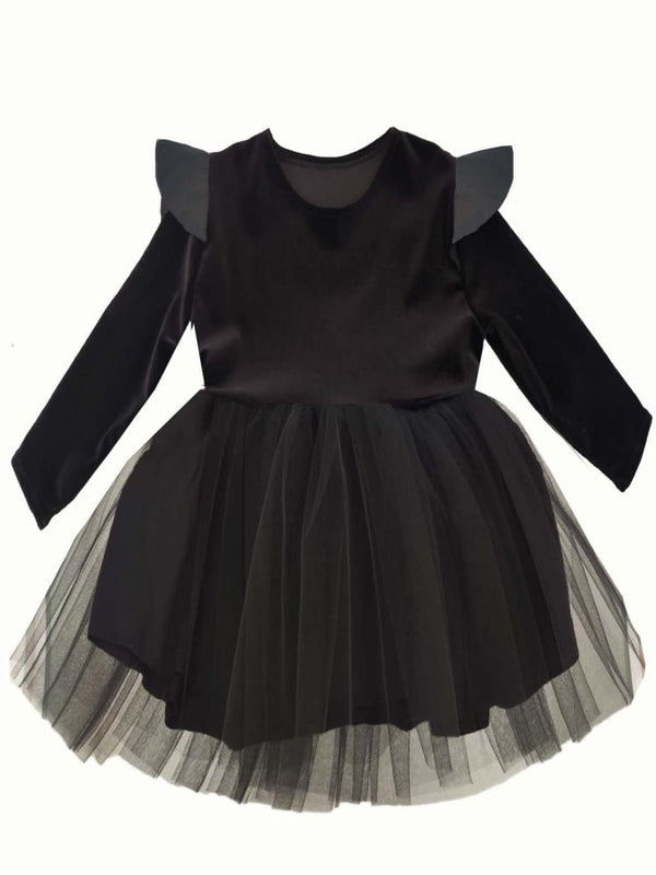 Shecco Babba Kız Çocuk Deri Detaylı Tütü Elbise 6-10 Yaş - Siyah