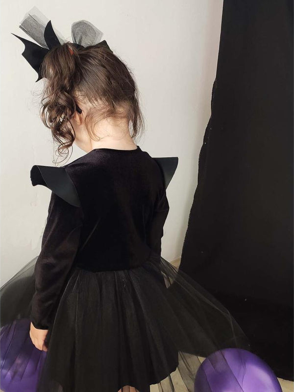 Shecco Babba Kız Çocuk Deri Detaylı Tütü Elbise 6-10 Yaş - Siyah