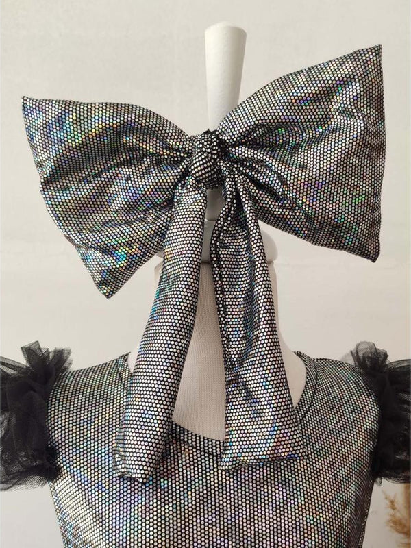 Shecco Babba Kız Çocuk Fiyonklu Tüllü Abiye ElbiseDoğum Günü Abiye ElbiseBandana 6-10 Yaş Abiye - Siyah