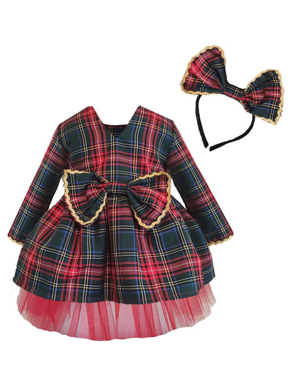 Shecco Babba Kız Çocuk Uzun Kollu Tütü Elbise Taç Takım 6-10 Yaş - Kırmızı