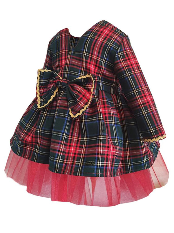 Shecco Babba Kız Çocuk Uzun Kollu Tütü Elbise Taç Takım 6-10 Yaş - Kırmızı