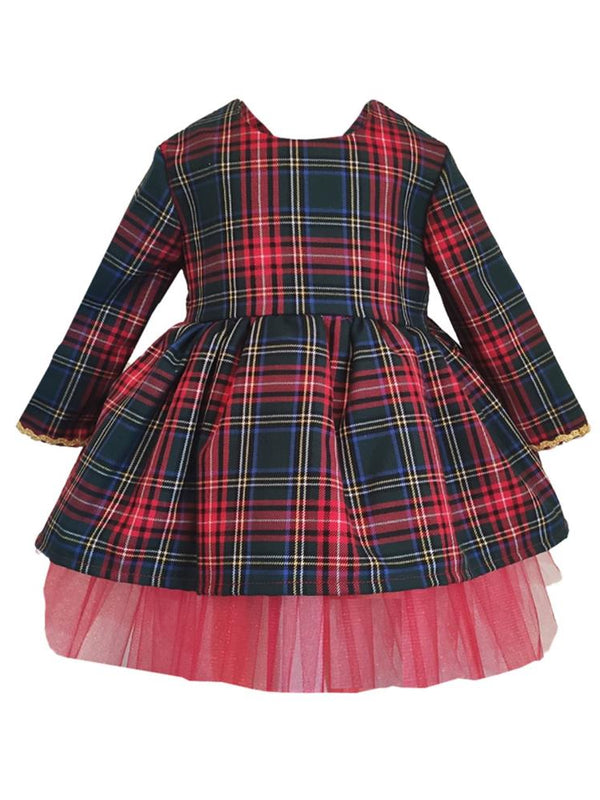 Shecco Babba Kız Çocuk Uzun Kollu Tütü Elbise Taç Takım 6-10 Yaş - Kırmızı