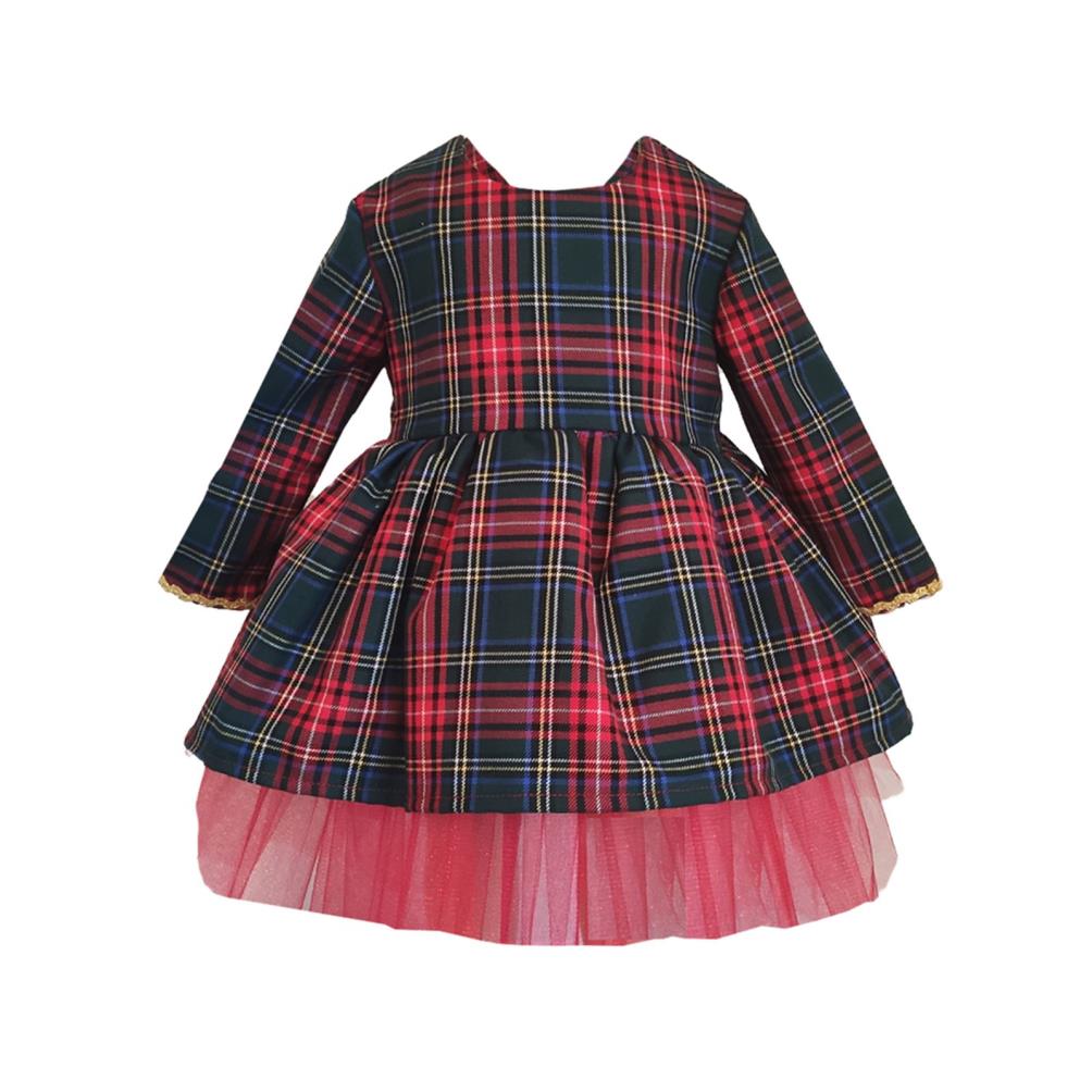 Shecco Babba Kız Çocuk Uzun Kollu Tütü Elbise Taç Takım 6-10 Yaş - Kırmızı