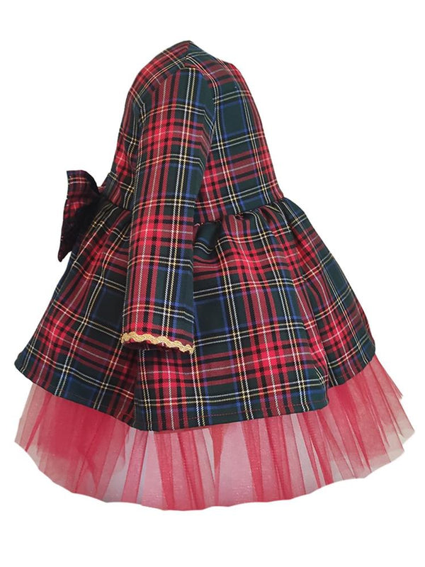 Shecco Babba Kız Çocuk Uzun Kollu Tütü Elbise Taç Takım 6-10 Yaş - Kırmızı