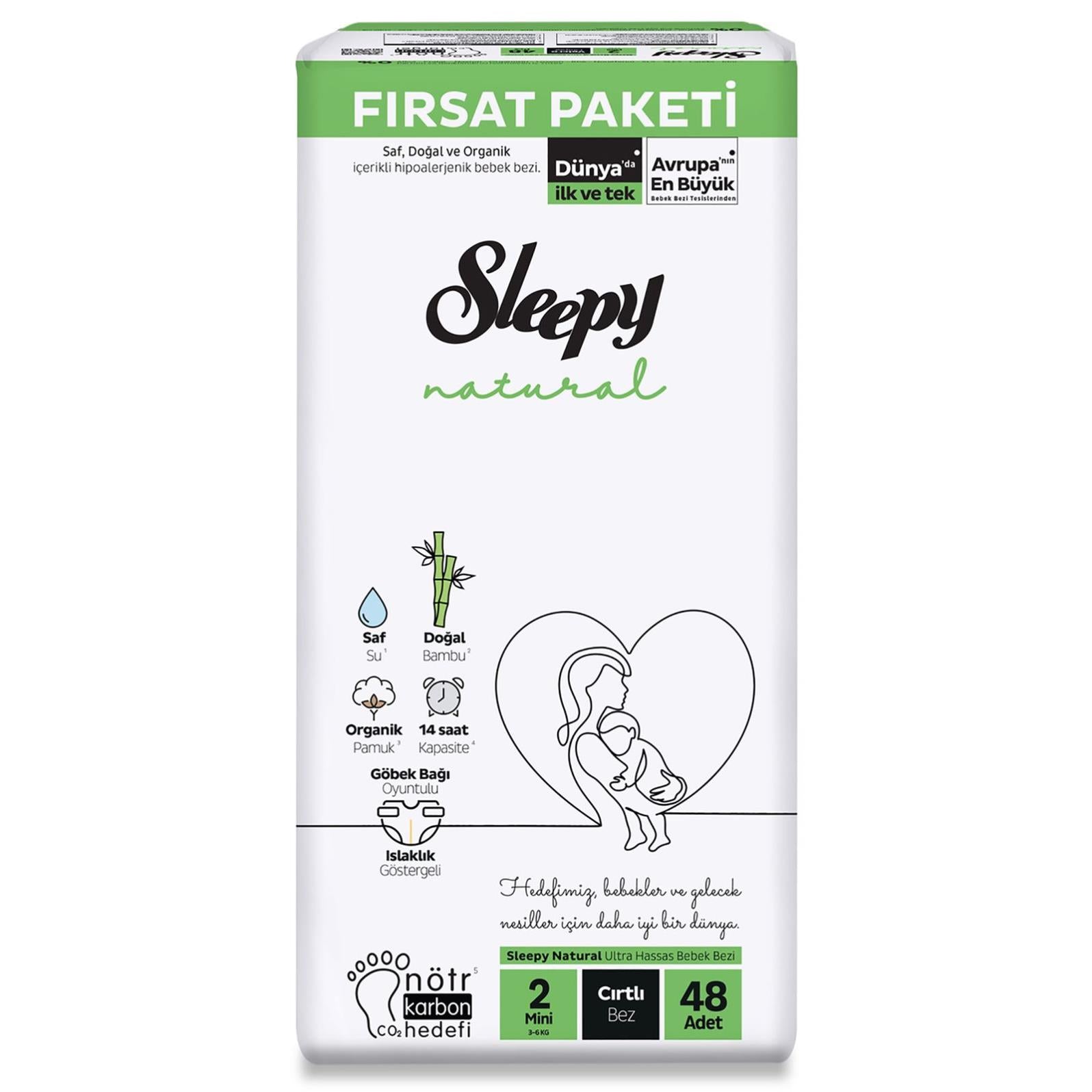Sleepy Natural Fırsat Paketi Bebek Bezi 2 Mini Numara 48 Adet
