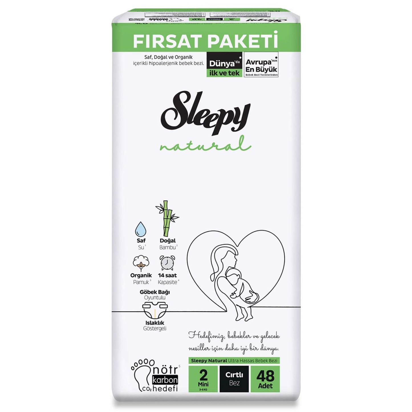 Sleepy Natural Fırsat Paketi Bebek Bezi 2 Mini Numara 48 Adet