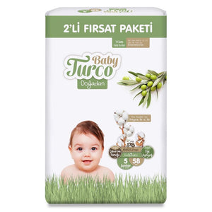 Baby Turco Doğadan Bebek Bezi Fırsat Paketi 5 Junior Numara 58 Adet