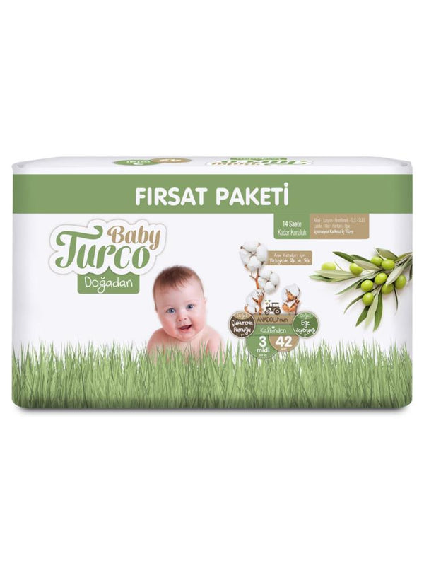 Baby Turco Doğadan Fırsat Paketi Bebek Bezi 3 Midi Numara 42 Adet