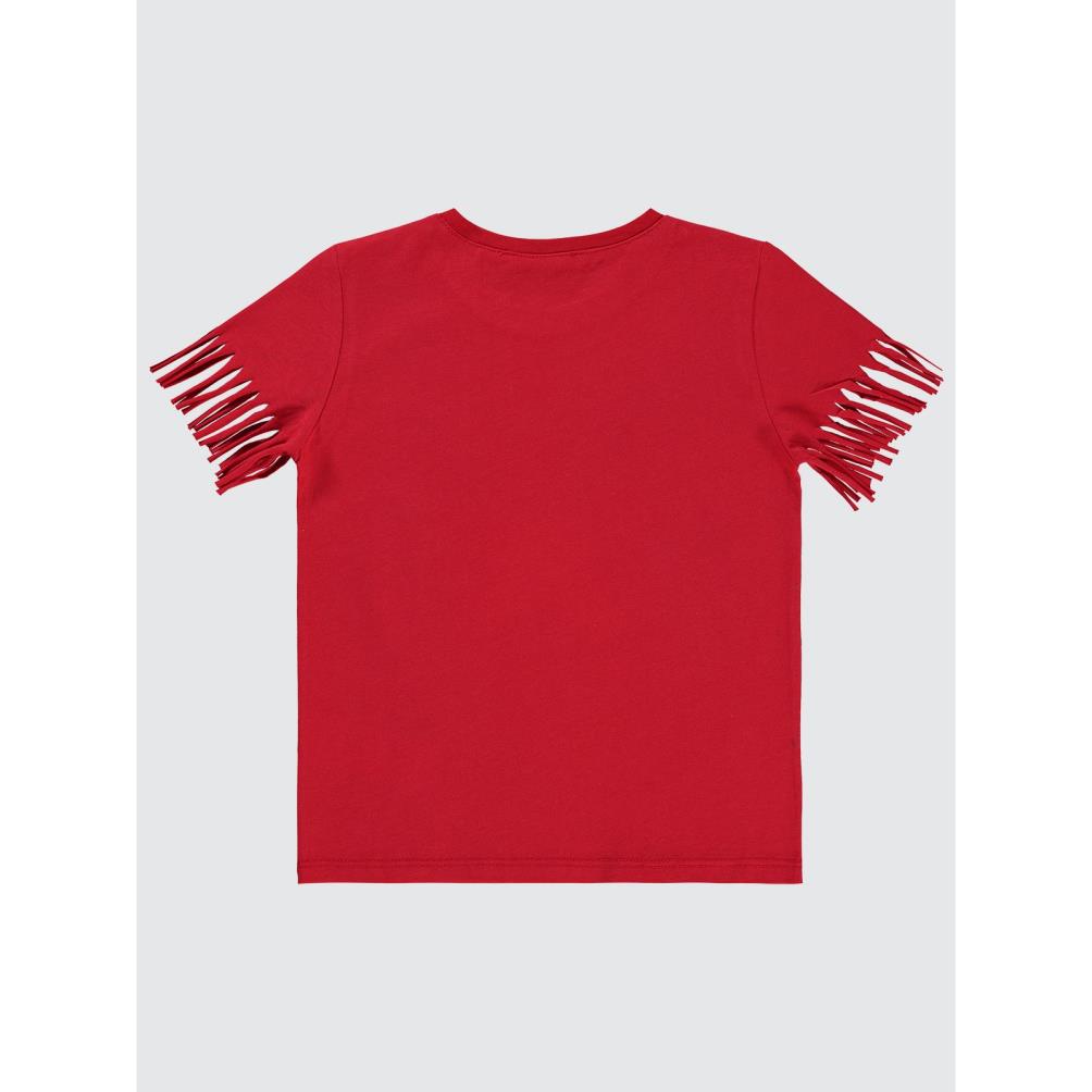 Civil Girls Yıldız Baskılı 4-9 Yaş Tişört - Kırmızı