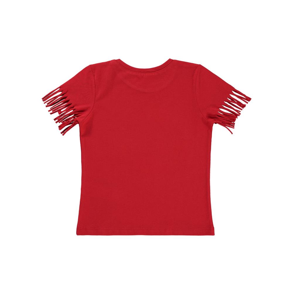 Civil Girls Yıldız Baskılı 4-9 Yaş Tişört - Kırmızı