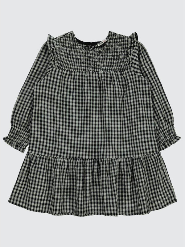 Civil Girls Ekose Desenli 10-13 Yaş Elbise - Gri