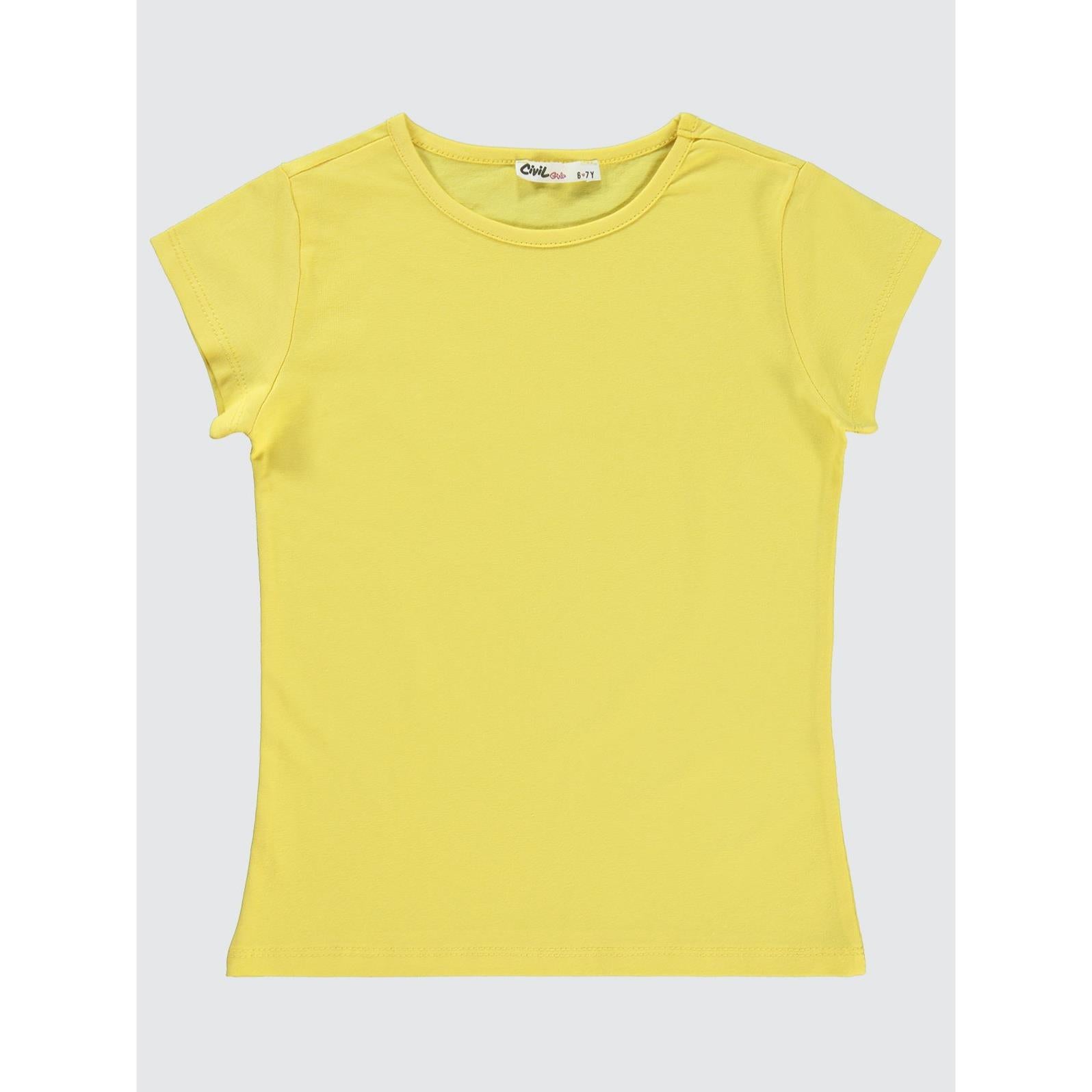 Civil Girls Basic 6-9 Yaş Tişört - Sarı