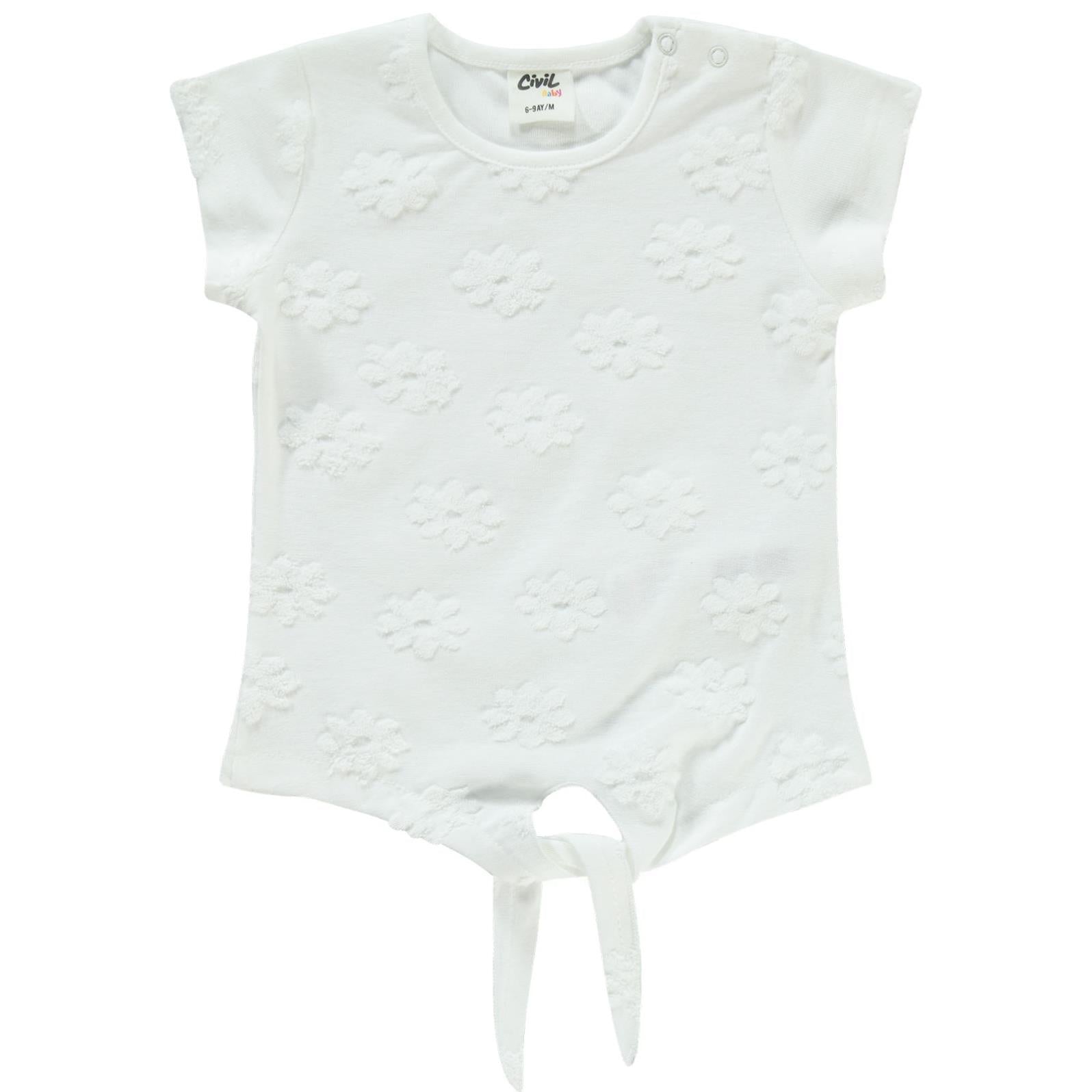 Civil Baby Papatya Kabartmalı Şortlu 6-18 Ay Takım - Ekru