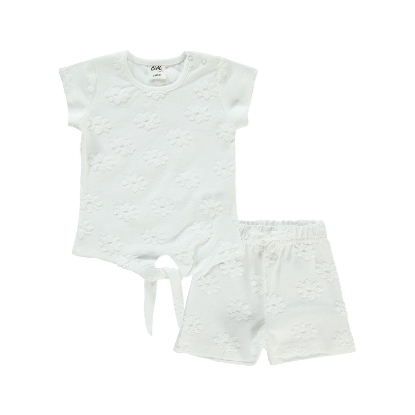 Civil Baby Papatya Kabartmalı Şortlu 6-18 Ay Takım - Ekru