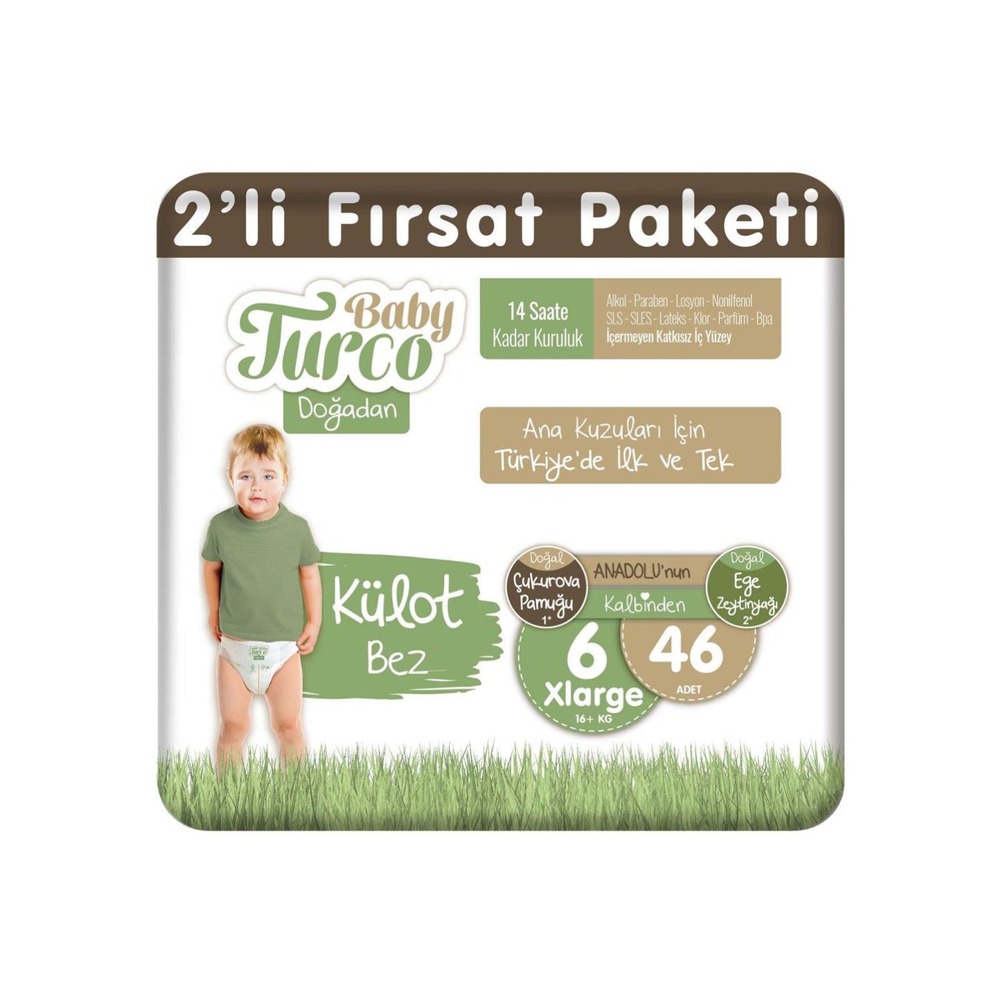 Baby Turco Doğadan Fırsat Paketi Külot Bez 6 Xlarge Numara 46 Adet