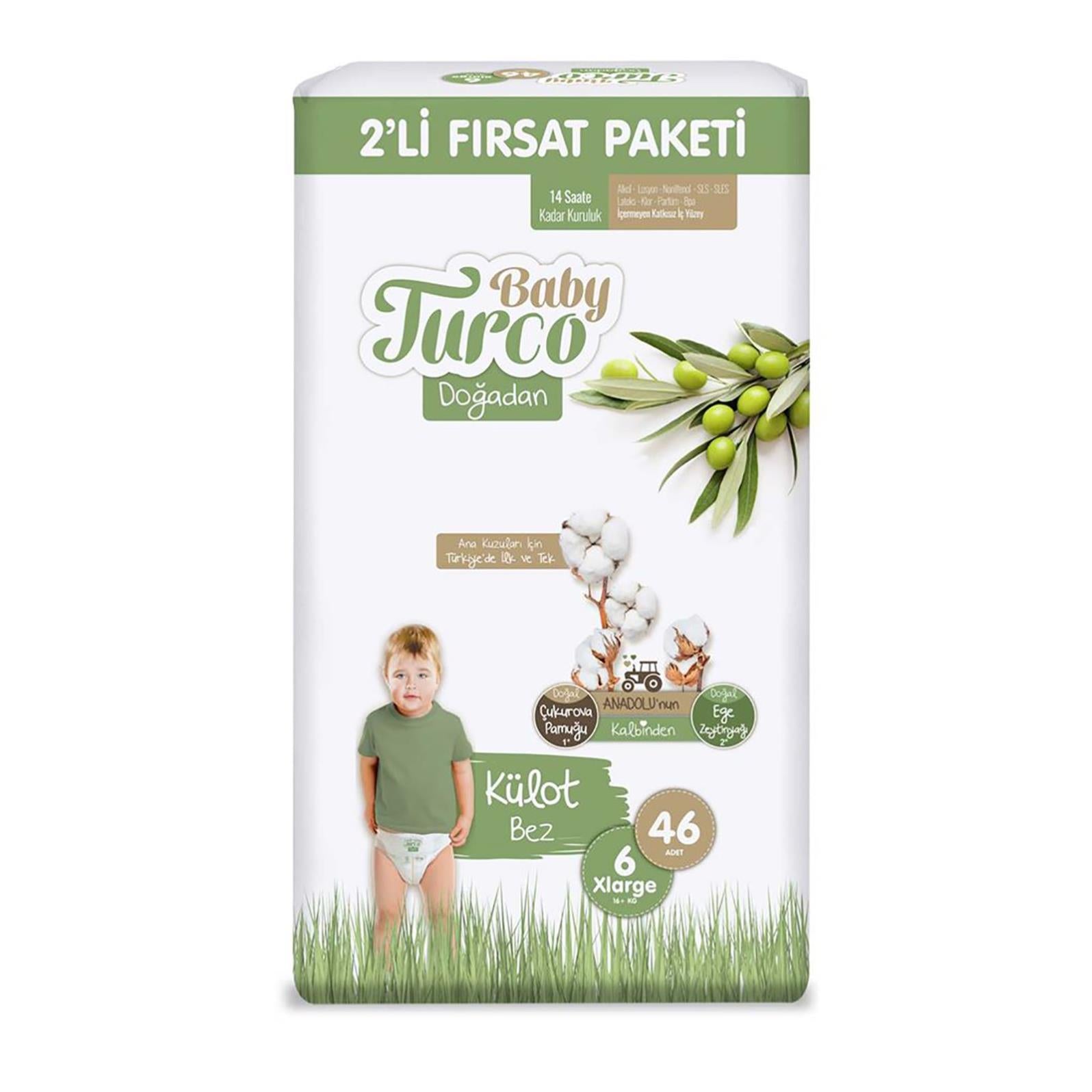 Baby Turco Doğadan Fırsat Paketi Külot Bez 6 Xlarge Numara 46 Adet
