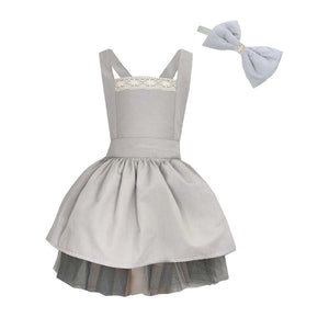 Shecco Babba Kız Çocuk Dantel Detaylı Tütü Elbise Taç Takım 6-10 Yaş - Gri
