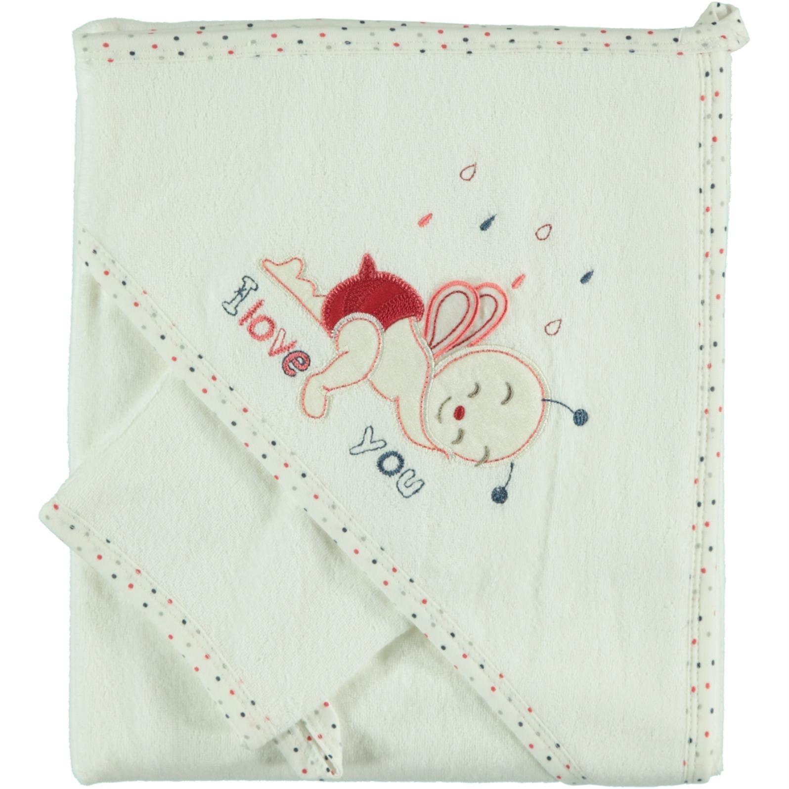 Mınıdamla Arı Nakslı Kurulama Keselı Havlu - Kırmızı