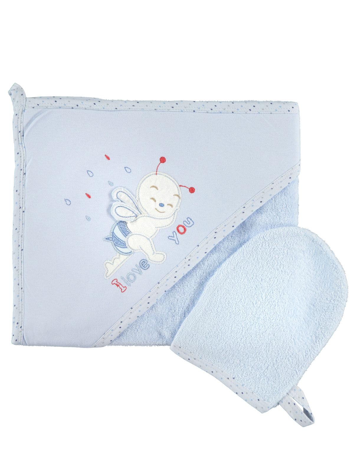 Mınıdamla Arı Nakslı Kurulama Keselı Havlu - Mavi